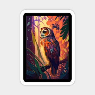 Owl Bird Animal Portrait Painting Wildlife Outdoors Adventure Magnet