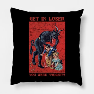 Vintage Krampus Get in Loser Pillow