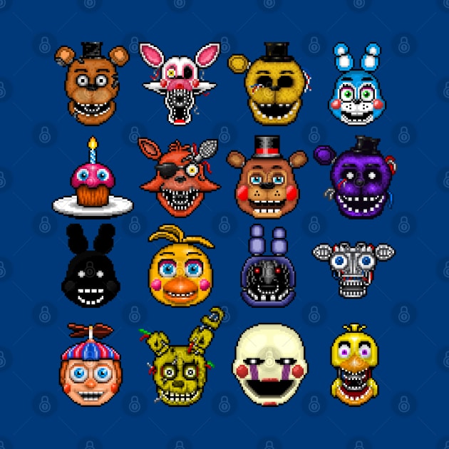 Five Nights at Freddy's Pixel art collection by GEEKsomniac