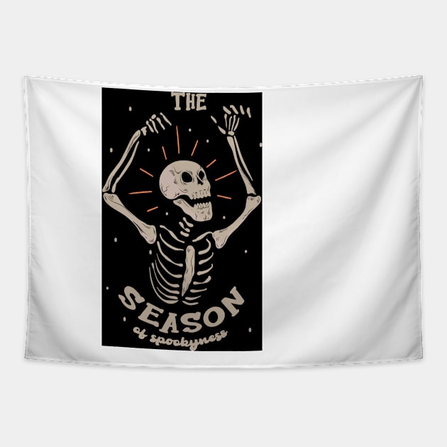 minimalistic boho halloween skeleton Tapestry by grafitytees