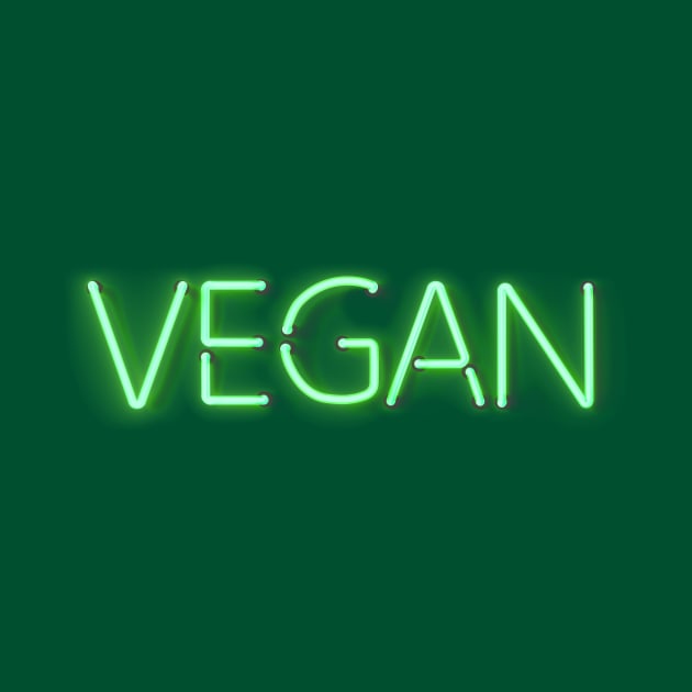 VEGAN in glowing green plant based Neon sign by wholelotofneon