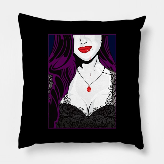 Halloween Vampire Pop Art Girl Pillow by Hixon House