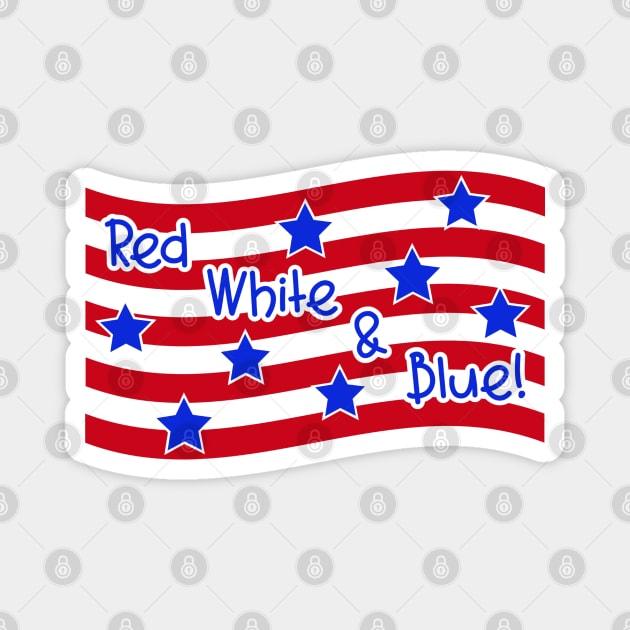 Red White and Blue Patriotic Magnet by TreetopDigital