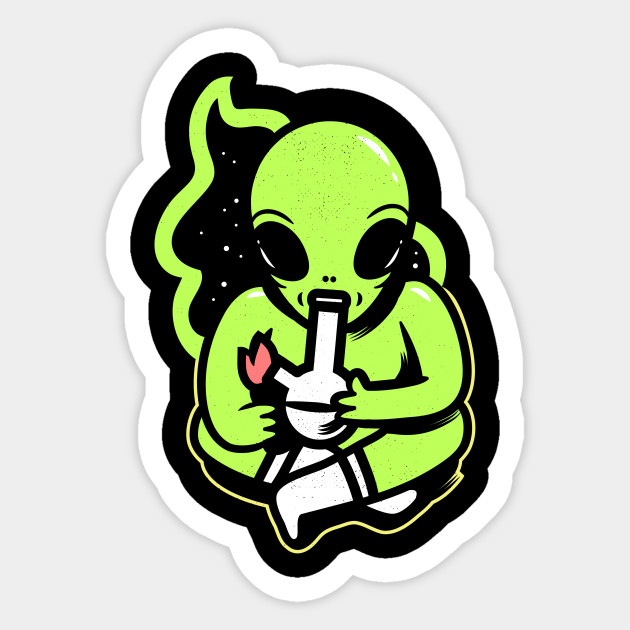 High Alien Smoke Weed Sticker Teepublic