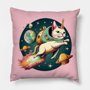 Catstronaut Magical Cat In Space Caticorn Lovers Fairy Tale Cat Pillow