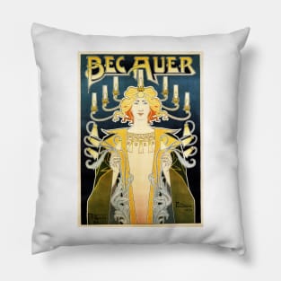 BEC AUER 1896 Incandescent Gas Light by Art Nouveau Artist Henri Privat Livemont Pillow