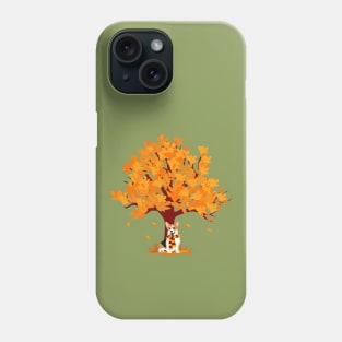 Pembroke Welsh Corgi with Scarf under Colorful Autumn Tree Phone Case