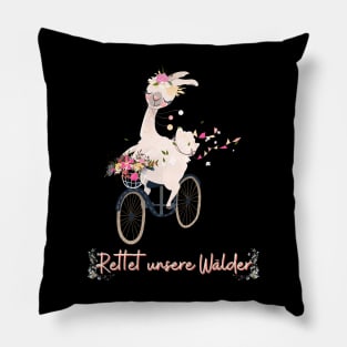 Alpaka Fahrrad Wald Retten Prinzessin Blumen Süß.png Pillow