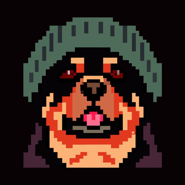 Rottweiler Pixel Art Dog Lover Puppy by BetterManufaktur