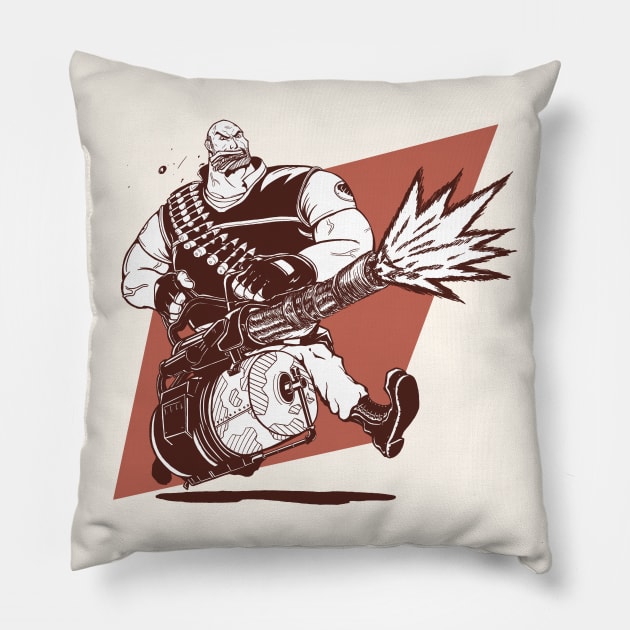 Heavy Weapons Guy (Red Team) Pillow by Huegh