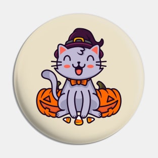 Happy Hallowen Cat Pin