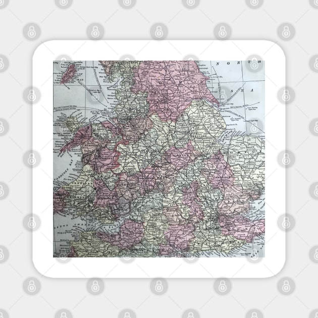 England, vintage map Magnet by djrunnels