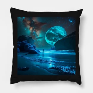 A Beachside Blue Moon Pillow