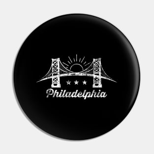 Philadelphia Bridge Skyline Sketch Pin