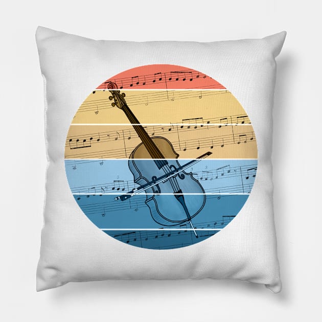 Cello Music Notation Cellist Summer Festival Pillow by doodlerob
