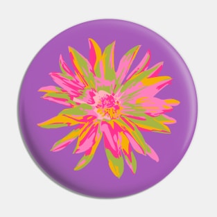 DAHLIA BURSTS Abstract Blooming Floral Summer Bright Flowers - Fuchsia Pink Yellow Lime Green on Violet Purple - UnBlink Studio by Jackie Tahara Pin