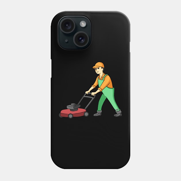 Gardener Mowing Grass Phone Case by fromherotozero