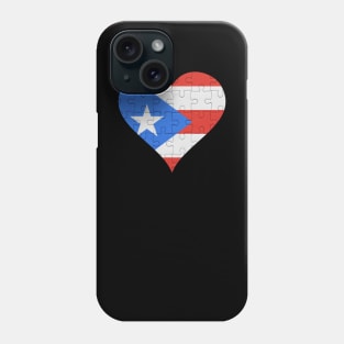 Puerto Rican Jigsaw Puzzle Heart Design - Gift for Puerto Rican With Puerto Rico Roots Phone Case