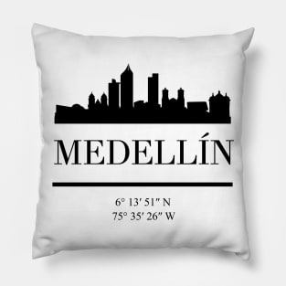 MEDELLIN COLOMBIA BLACK SILHOUETTE SKYLINE ART Pillow