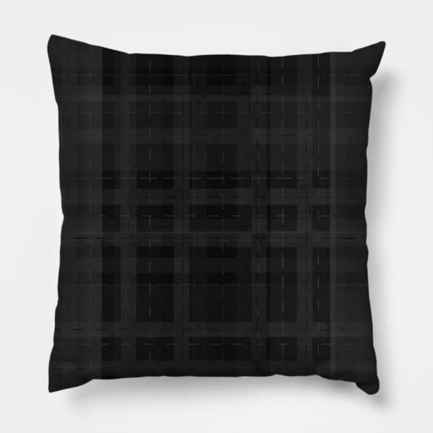 Black Plaid Pattern Pillow by RoserinArt