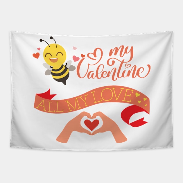 Bee My Valentine Tapestry by ahlama87