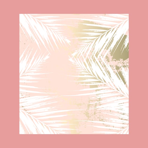 Cute Rose Gold Tropical Palm Trees Foliage Pattern by Motaz