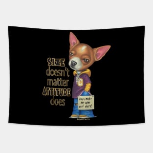 Cute Chihuahua Dog Posing with attitude on Chihuahua wearing Hoodie and Jeans Tapestry