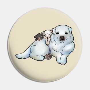 Great Pyrenees and Lambs Pin