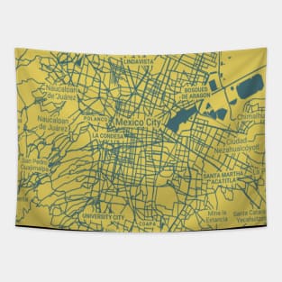 Mexico city yellow map Tapestry