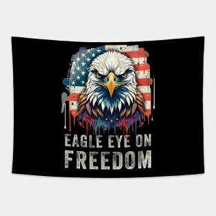 Patriotic Eagle Eye On Freedom Red White And Blue Design Tapestry