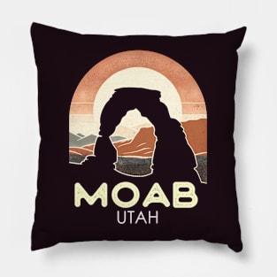 Vintage Delicate Arch Moab Utah Silhouette Pillow