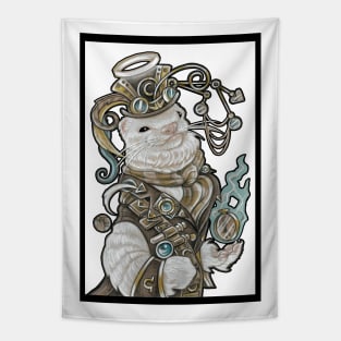 Steampunk Angel Ferret - Black Outline Tapestry