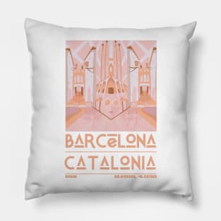 Barcelona, Catalonia, Spain Retro Travel Pillow