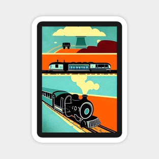 POSTER STYLE POPART GREEN AND BLUE STEAM TRAIN Magnet