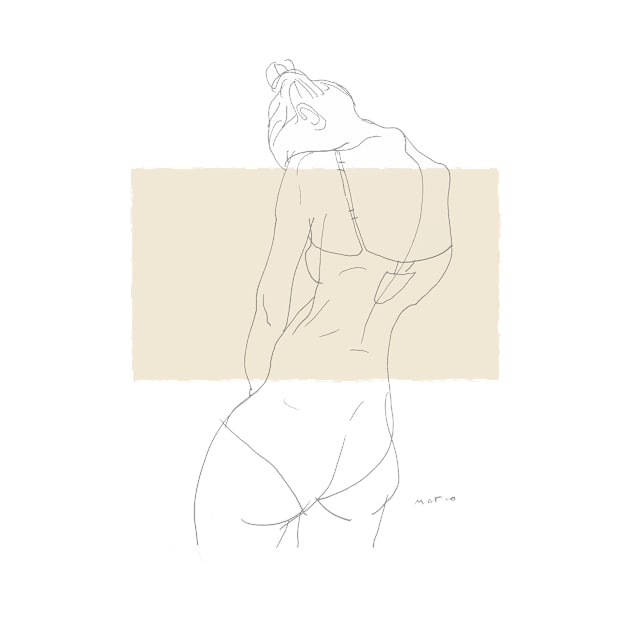 line drawing artwork : woman by croquis design