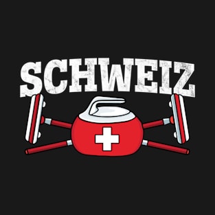 Schweiz Curling Broom ice Sports Switzerland Flag Curling T-Shirt