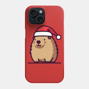 Cute Christmas Capybara in Santa hat Phone Case