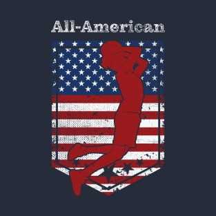 Patriotic All-American Basketball Vintage Distressed 2 White T-Shirt