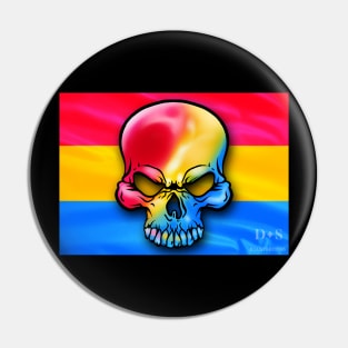 Pansexual Pride Skull and Flag Pin