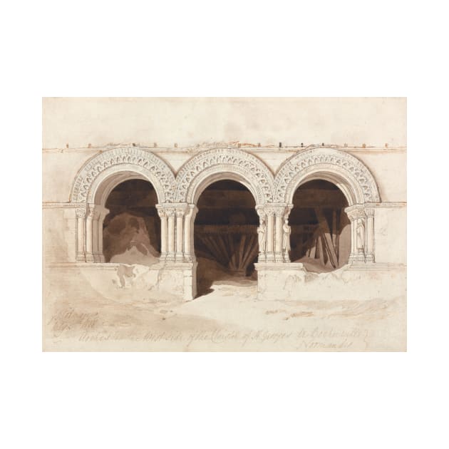 Arches in the West Side of the Cloister of Saint. Georges de Bocherville, near Rouen, Normandy by John Sell Cotman by Classic Art Stall