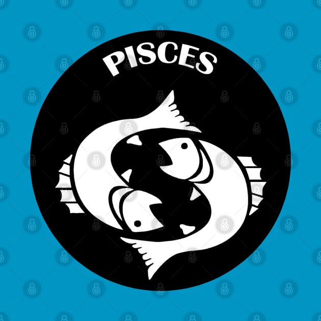 Pisces Astrology Zodiac Sign - Fish - Pisces Astrology Birthday Gifts - Black and White by CDC Gold Designs