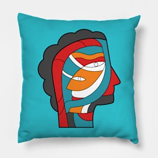 Abstract Modern Face Portrait. Face Illustration. Contemporary Drawing in Modern Style Pillow