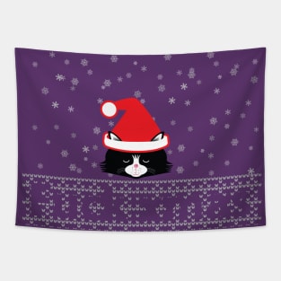 ugly xmas cat Tapestry