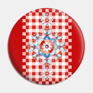 Swedish Folkloric Red Gingham Pin