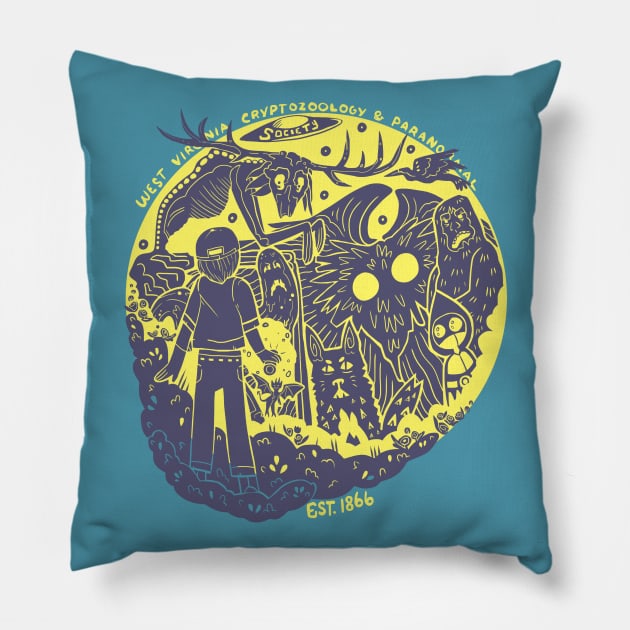 West Virginia Cryptid and Paranormal Society T-Shirt Pillow by Ballyraven