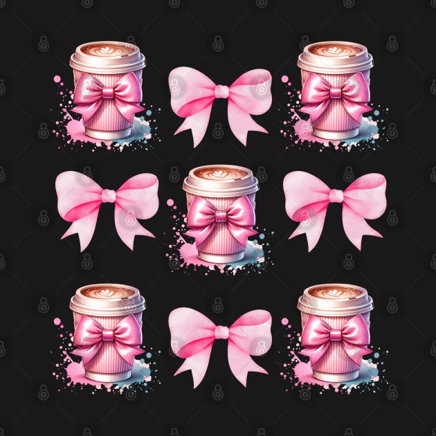 Coquette Pink Bows and Coffee by Mind Your Tee