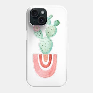 Watercolor cactus in pink pot Phone Case