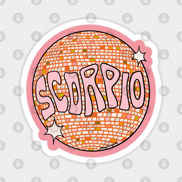 Scorpio Disco Ball Magnet by Doodle by Meg