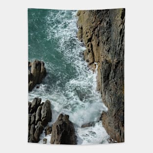 Wave breaks against the rocks - Mull of Galloway, Scotland Tapestry