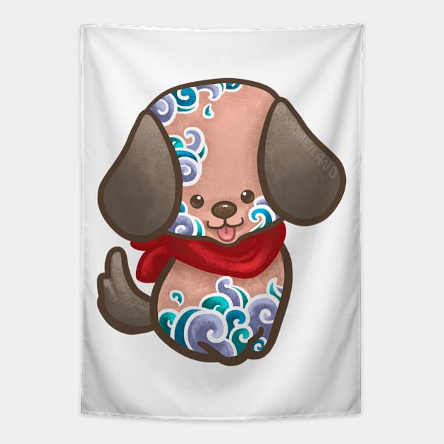 Dog with Wave Pattern Tapestry by Khotekmei
